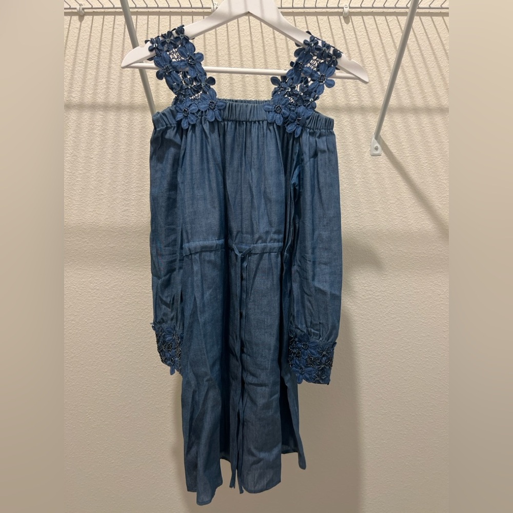 Lusio Off Shoulder Summer Dress Midi Denim, Size S